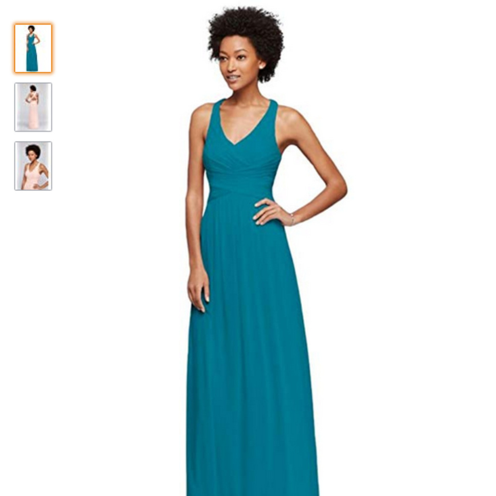 David's Bridal Crossback Bridesmaid Dress (Oasis)